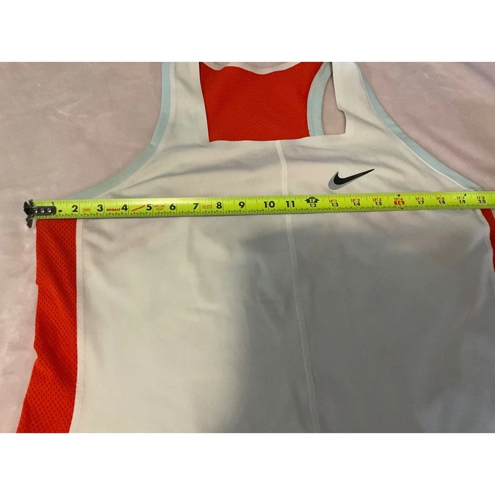 Nike Womens Square Neck Mesh Racerback Athletic Tank Top White Orange Large